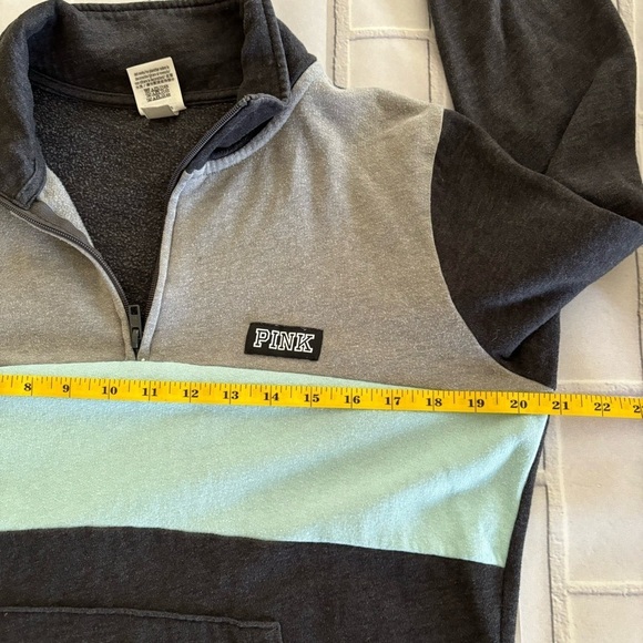 Victoria’s Secret Pink Sweater Size S Quarter Zip Colorblock Pullover Logo - Picture 6 of 7